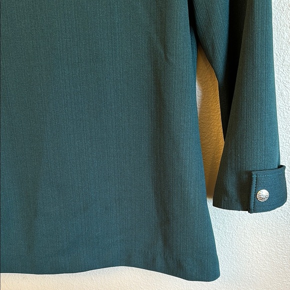 VINTAGE 60s 70s Button Down Silver Snap Front Shirt Wide Collar Cuffed Sleeves - Picture 6 of 16